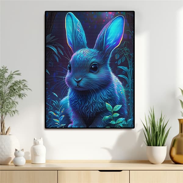 5D Timanttimaalaus – Glow - in - the - Tummansininen Kani DIY-helmitaidetta aikuisille ja aloittelijoille, 30x40cm, kodin sisustus