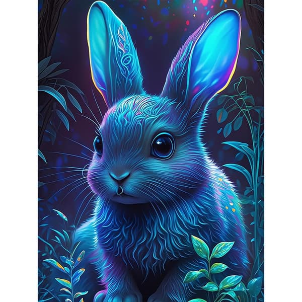 5D Timanttimaalaus – Glow - in - the - Tummansininen Kani DIY-helmitaidetta aikuisille ja aloittelijoille, 30x40cm, kodin sisustus