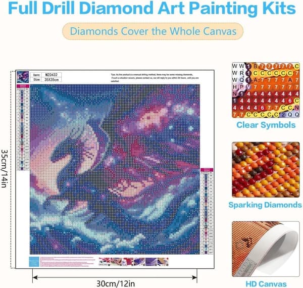 Bomclap Diamantkonst: Drake Rund Full Drill DIY 35x35 cm - Present & Inredning