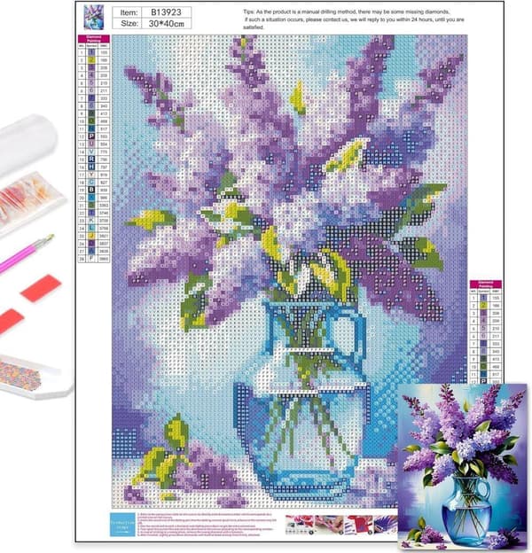 Bomclap Blomsterdiamantkonst: Vas 5D Full Drill DIY 30x40 cm - Heminredning