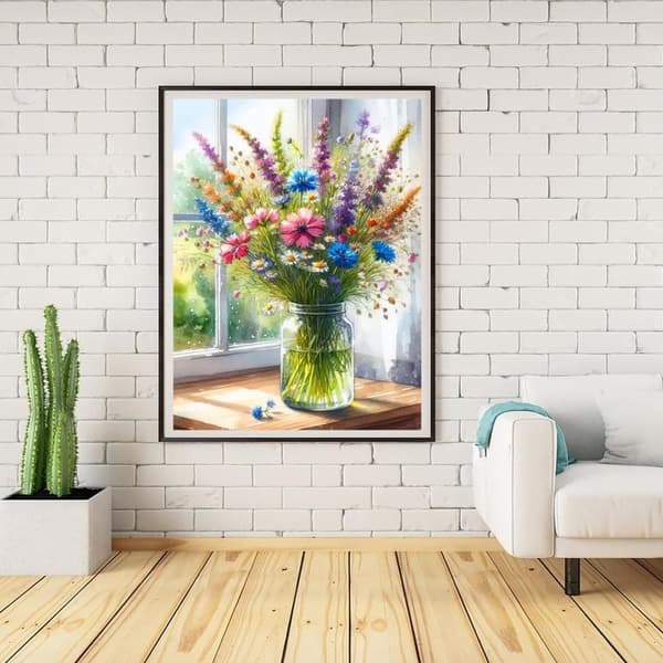 Bomclap 5D timanttimaalaus: kukkamaljakko täysi pora DIY 30x40 cm - Luo itse