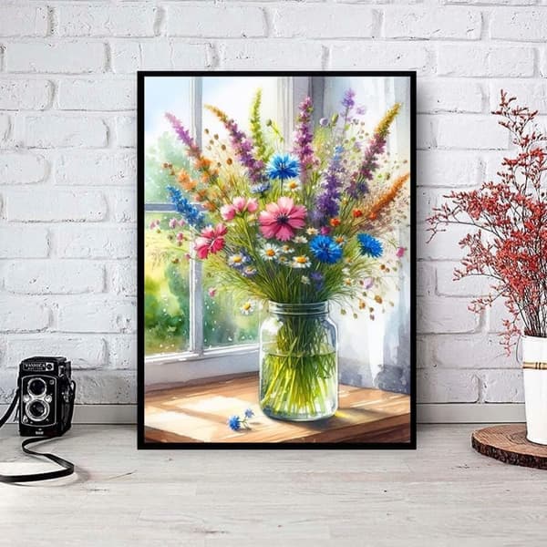 Bomclap 5D timanttimaalaus: kukkamaljakko täysi pora DIY 30x40 cm - Luo itse
