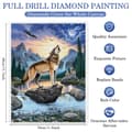 Miniatyrbillede 2 af 6: 5D Diamantmaleri – Ulv i vildmarken Nat DIY perlekunst for voksne og begyndere, 30x40cm, Boligindretning
