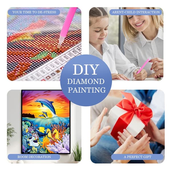 5D Diamond Painting – Färgrik Över - och Undervatten Värld med Delfiner DIY Pärlkonst för Vuxna & Nybörjare, 30x40cm