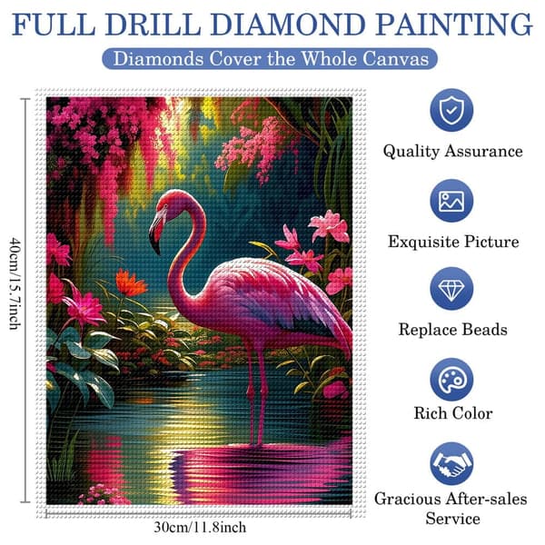 5D Timanttimaalaus – Värikäs Flamingo trooppisessa maailmassa DIY-helmitaidetta aikuisille ja aloittelijoille, 30x40cm, kodin sisustus