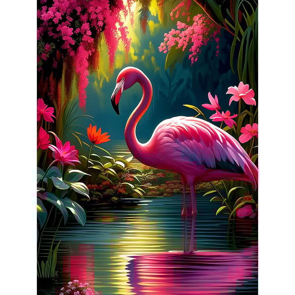 5D Timanttimaalaus – Värikäs Flamingo trooppisessa maailmassa DIY-helmitaidetta aikuisille ja aloittelijoille, 30x40cm, kodin sisustus