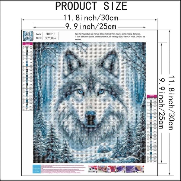 Bomclap Wolf Head Diamond Painting: 5D Full Drill DIY 35x35 cm - Lahja & Seinäkoriste