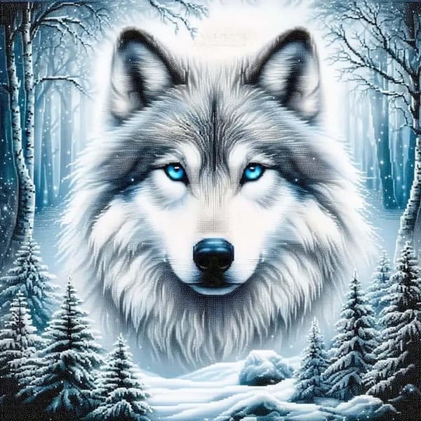 Bomclap Wolf Head Diamond Painting: 5D Full Drill DIY 35x35 cm - Lahja & Seinäkoriste