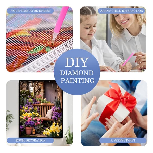 5D Diamond Painting – Färgsprakande Trädgårdsstol DIY Pärlkonst för Vuxna & Nybörjare, 30x40cm, Heminredning