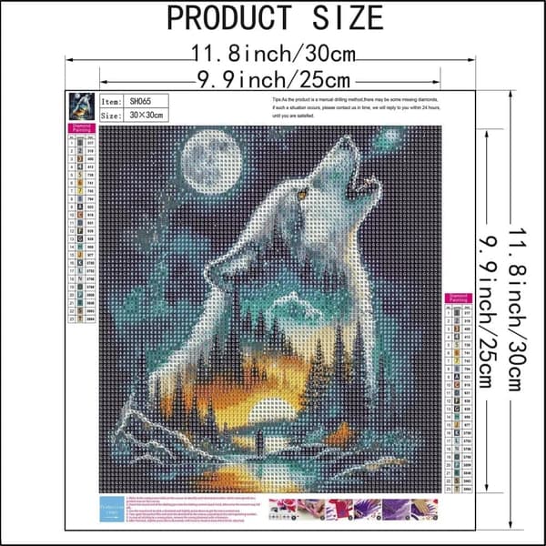Bomclap Måne & Varg Diamantmålning: 5D Full Drill DIY - Romantisk Hemdekoration 35x35 cm