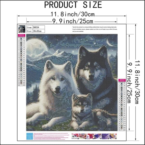 Bomclap Vargfamilj Diamantkonst: Full Drill DIY 35x35 cm - Djurinspirerad Mosaik