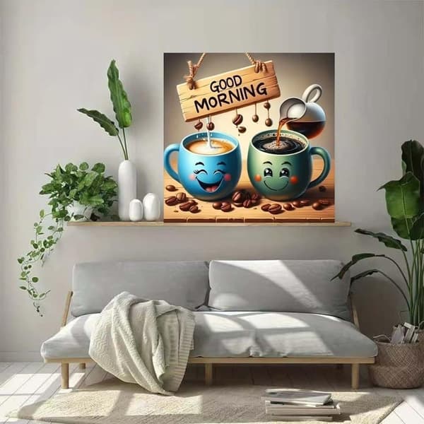 Bomclap Morgonkaffe Diamantkonst: 5D Full Drill DIY 35x35 cm - Avslappningspresent