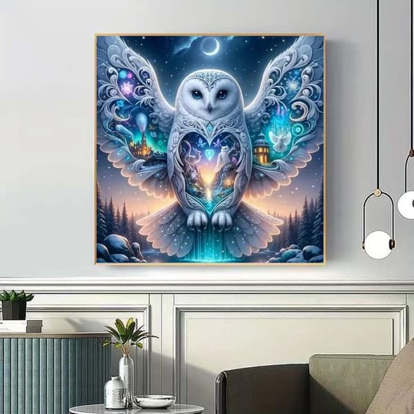 Bomclap Pöllö & Kuu Timanttimaalaus: 5D Full Drill 35x35 cm - Magic Castle -teema