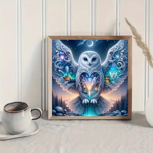 Bomclap Pöllö & Kuu Timanttimaalaus: 5D Full Drill 35x35 cm - Magic Castle -teema