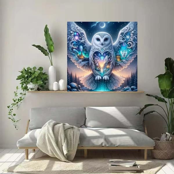 Bomclap Pöllö & Kuu Timanttimaalaus: 5D Full Drill 35x35 cm - Magic Castle -teema