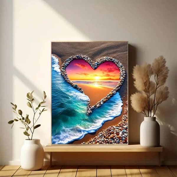 Bomclap 5D Diamantmålning Solnedgång - DIY Kristallkonst för Vuxna, 30x40 cm Väggdekoration