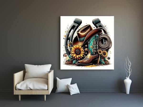 Bomclap Cowboyhatt Diamantkonst Kit - 5D Rundpärlor för Nybörjare, 35x35 cm