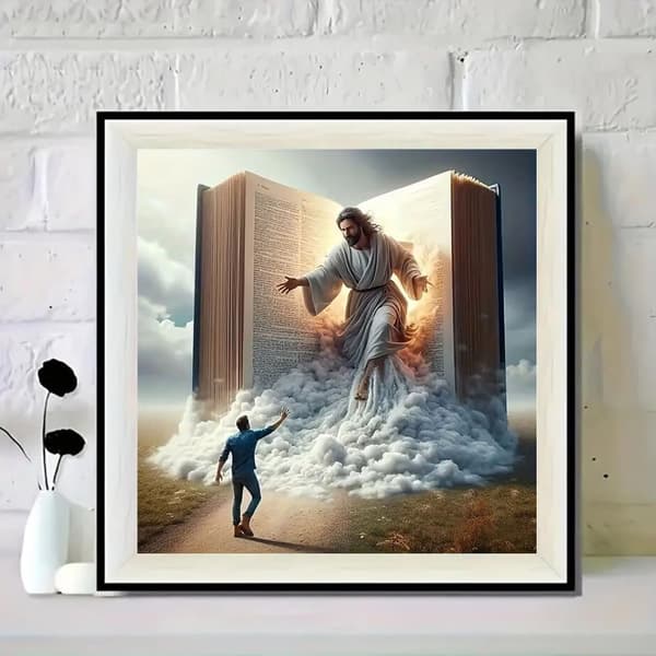 Bomclap Jesus Diamantmålning - Full Drill Kristallset för Hemmet, 35x35 cm