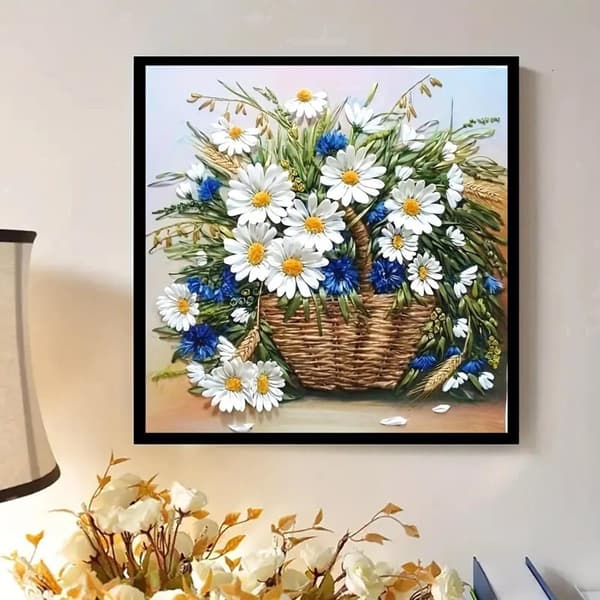 Bomclap Magritte Blomma 5D Diamantkonst - Enkel DIY Kit med Rundpärlor, 35x35 cm
