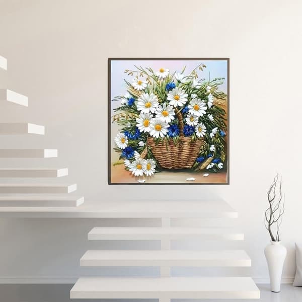 Bomclap Magritte Blomma 5D Diamantkonst - Enkel DIY Kit med Rundpärlor, 35x35 cm