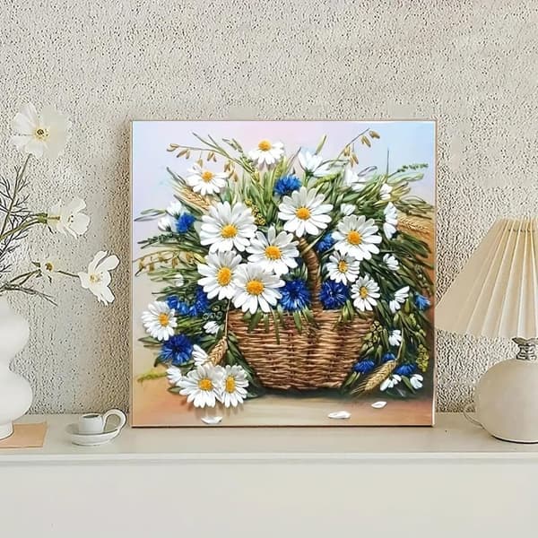 Bomclap Magritte Blomma 5D Diamantkonst - Enkel DIY Kit med Rundpärlor, 35x35 cm