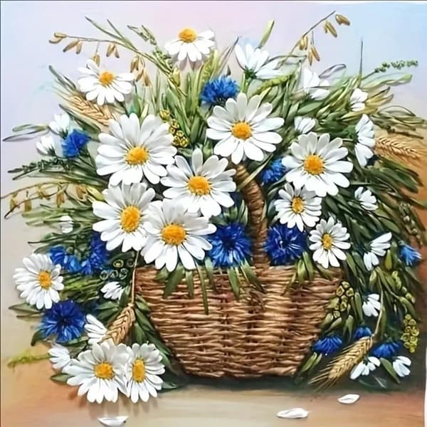 Bomclap Magritte Blomma 5D Diamantkonst - Enkel DIY Kit med Rundpärlor, 35x35 cm