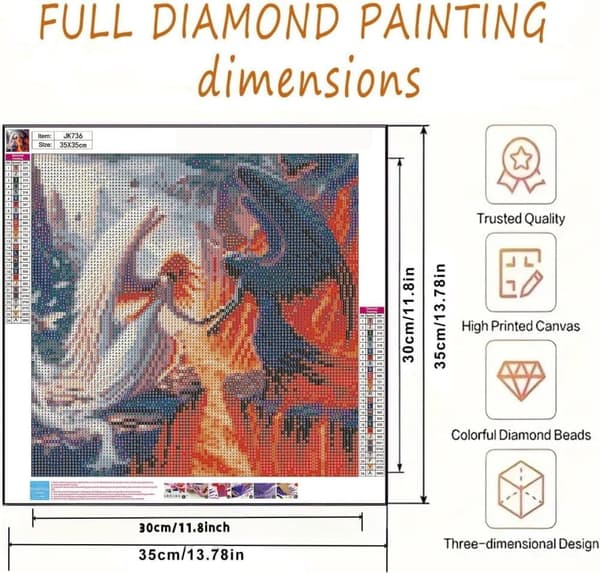 Bomclap Ängel 5D Diamantmålning - Rundpärlekonst 35x35 cm Väggdekoration