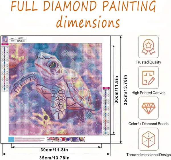 Bomclap Havssköldpadda Diamantkonst - Full Drill Kit 35x35 cm