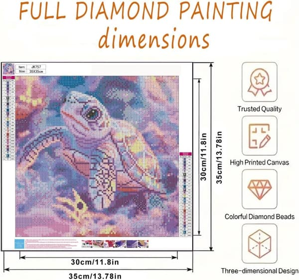 Bomclap Havssköldpadda Diamantkonst - Full Drill Kit 35x35 cm
