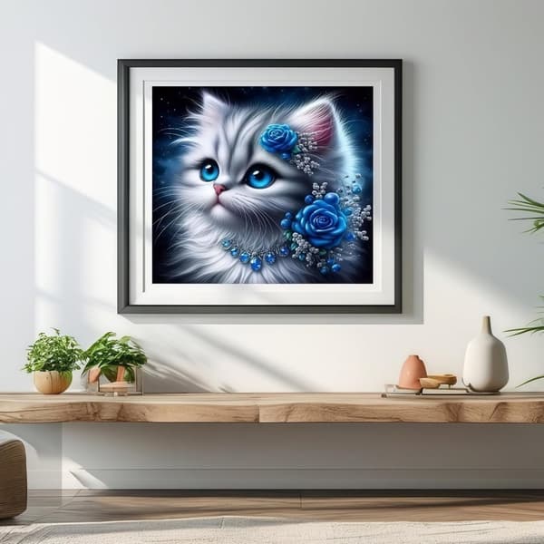 Bomclap Cat & Flowers Timanttimaalaus - 5D Kristallisetti kotiin 35x35 cm
