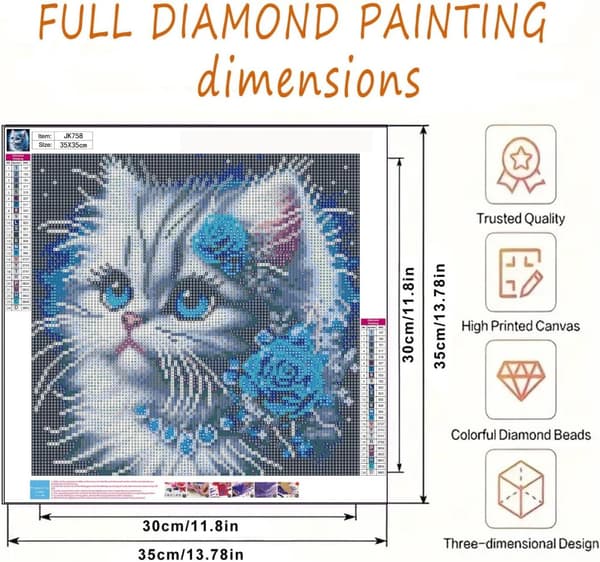 Bomclap Cat & Flowers Timanttimaalaus - 5D Kristallisetti kotiin 35x35 cm