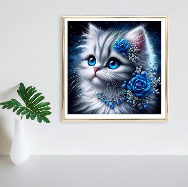 Bomclap Cat & Flowers Timanttimaalaus - 5D Kristallisetti kotiin 35x35 cm