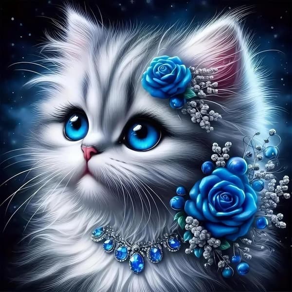 Bomclap Cat & Flowers Timanttimaalaus - 5D Kristallisetti kotiin 35x35 cm