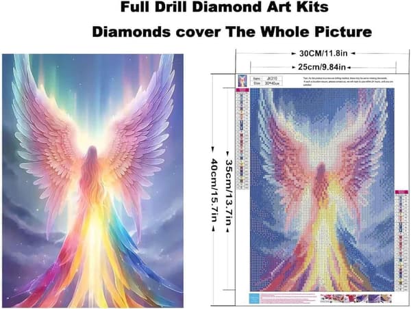 Bomclap Regnbågsängel Diamantkonst - Full Drill Kit 30x40 cm Väggdekor