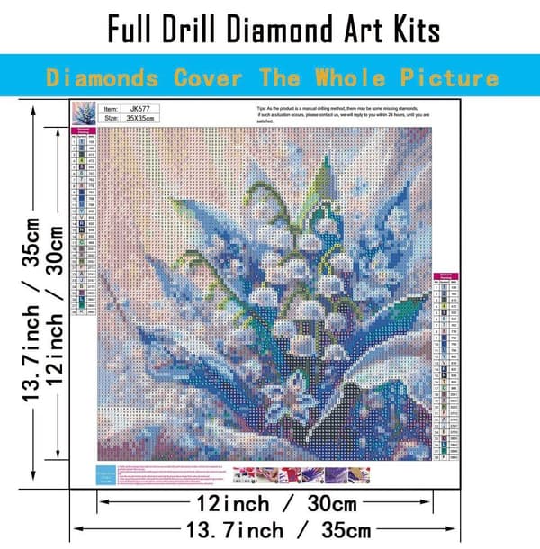 Bomclap 5D Diamantkonsthobbykits för Vuxna Beginners – DIY Full Round Drill Diamantmålning Kit! Lilja i dalen-design. Diamantdotter Gem Art Kristallbl