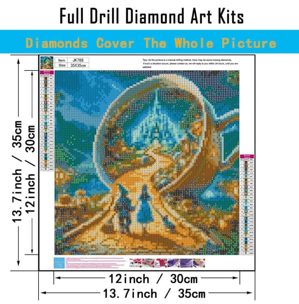 Bomclap 5D Diamantkonsthobbykits för Vuxna Beginners – Häxans Fortsatta Magiska Slott! DIY Full Round Drill Diamantmålning – Diamantdotter Gem Art. He
