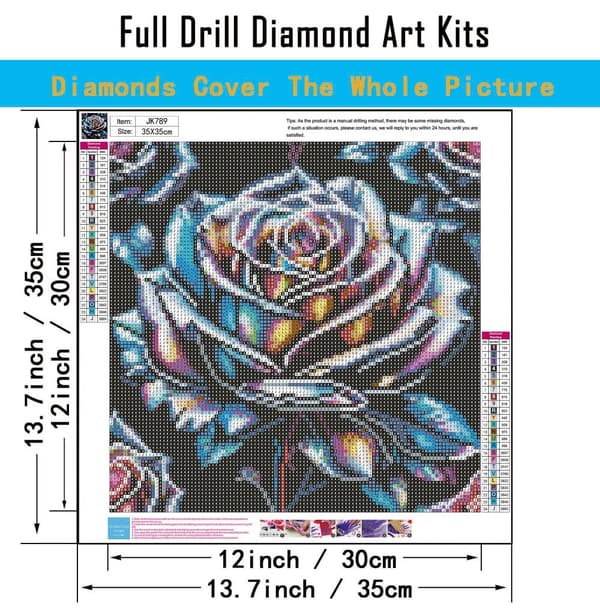 Bomclap 5D Diamantkonsthobbykits för Vuxna Beginners – Rosablomma! DIY Full Round Drill Diamantmålning – Diamantdotter Gem Art. Hemmawall Décor 35x35c