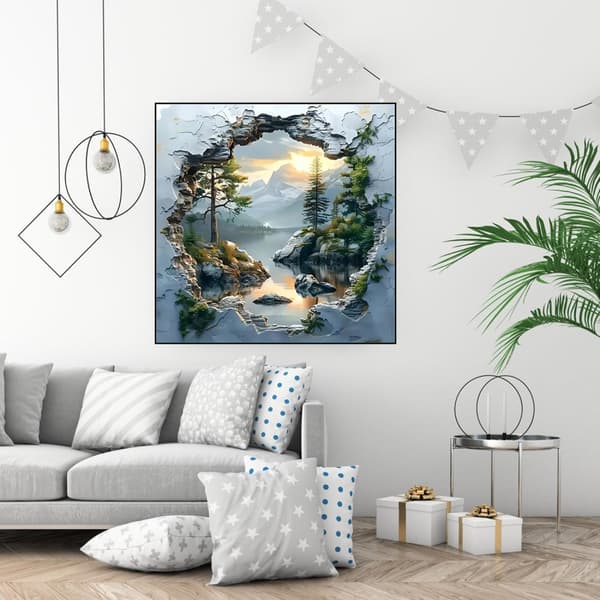 Bomclap 5D Diamantkonsthobbykits för Vuxna Beginners – Fjällsolnedgång! DIY Full Round Drill Diamantmålning – Diamantdotter Gem Art. Hemmawall Décor 3