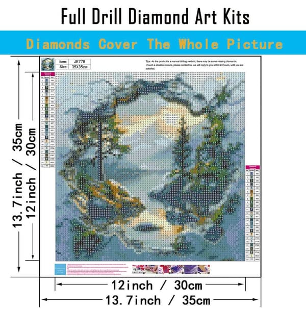 Bomclap 5D Diamantkonsthobbykits för Vuxna Beginners – Fjällsolnedgång! DIY Full Round Drill Diamantmålning – Diamantdotter Gem Art. Hemmawall Décor 3