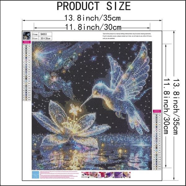 Bomclap Kolibri 5D Diamantkunstkit til Voksne – DIY Fugl Diamantmalering! Round Diamond Dots – Full Drill Kit. Kunst & håndarbejde – Hjemmesofa Decor