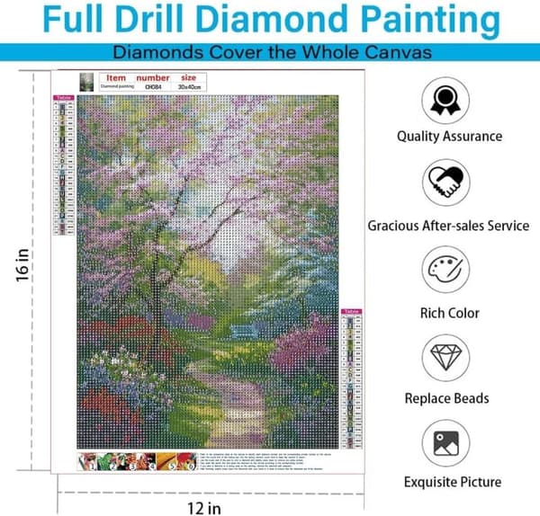 Bomclap Landskapsmålning 5D Diamond Art - Full Drill DIY, Avkoppling & Väggdekoration (12x16 tum)