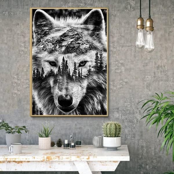Bomclap Wolf Art 5D Timanttimaalaus - Täysi pora-DIY-sarja, terapiakäsityöt ja kodin sisustus