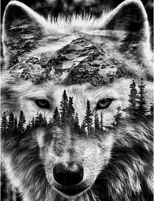 Bomclap Wolf Art 5D Timanttimaalaus - Täysi pora-DIY-sarja, terapiakäsityöt ja kodin sisustus