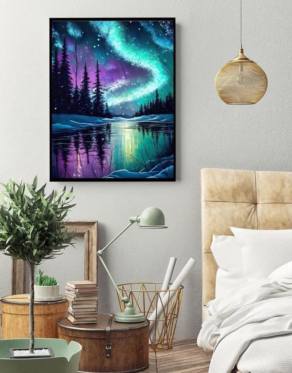 Bomclap Norrskensdesign 5D Diamond Art - Full Drill DIY, Unik Väggdekoration (30x40 cm)