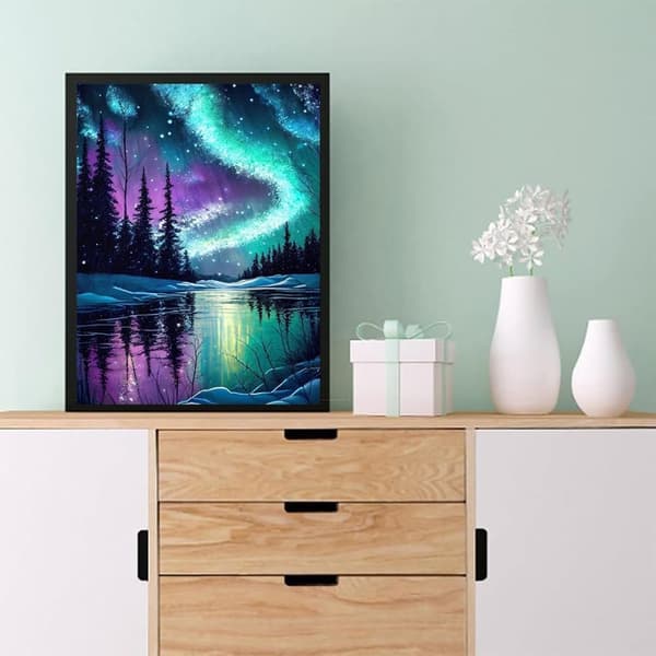 Bomclap Norrskensdesign 5D Diamond Art - Full Drill DIY, Unik Väggdekoration (30x40 cm)