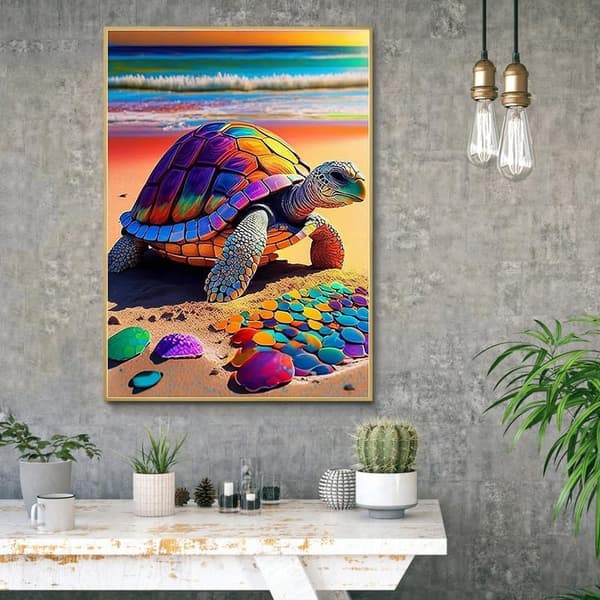 Bomclap Färgglada Sköldpaddor 5D Diamond Art - Avkopplande Full Drill DIY (12x16 tum)