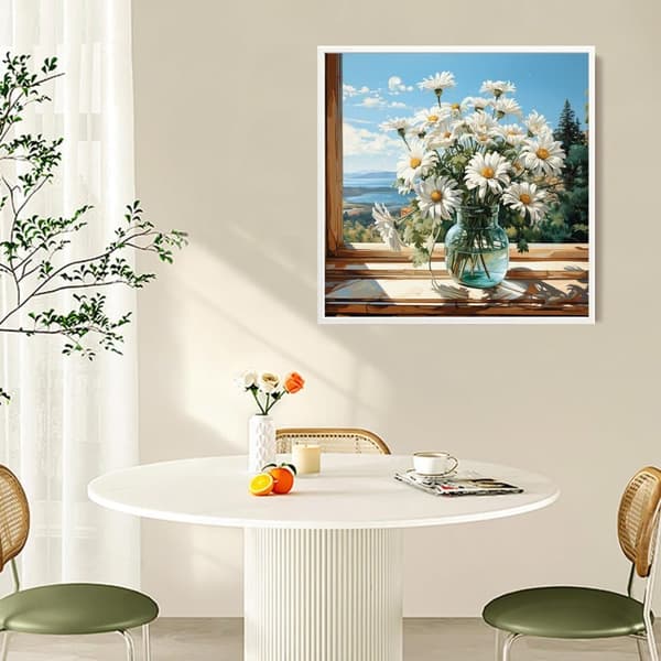 Bomclap Daisy Diamond Art -sarjat aikuisille – kukat maisema 5D pyöreä täysi pora säämiskämaalaus. DIY Art Hobby kodin sisustussarja (14x14 tuumaa)
