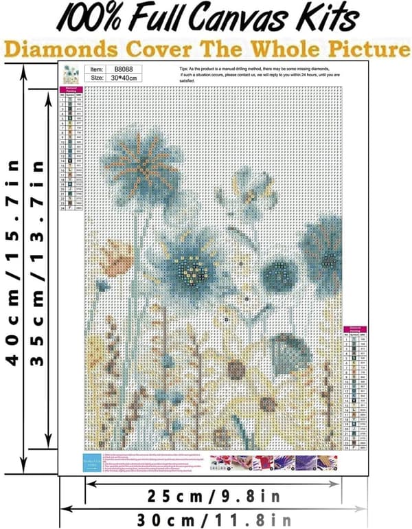 Bomclap Blomstermotiv Diamond Painting - 5D Full Drill DIY Kit, Konstpärlor & Present