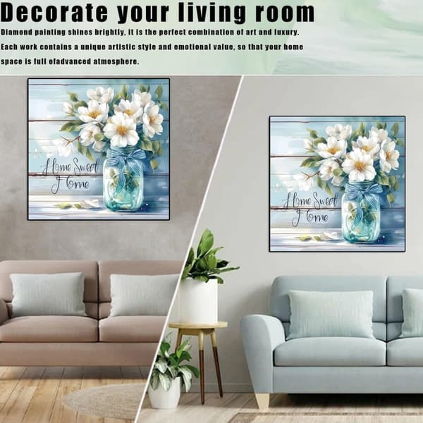 Bomclap Flower Diamond Art Kits för Vuxna – Blomma Vuxendiamantmålning. DIY Hemdekokit till Vaktdekor (14x14 tum)