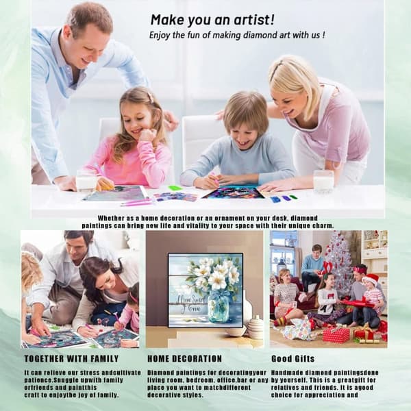 Bomclap Flower Diamond Art Kits för Vuxna – Blomma Vuxendiamantmålning. DIY Hemdekokit till Vaktdekor (14x14 tum)